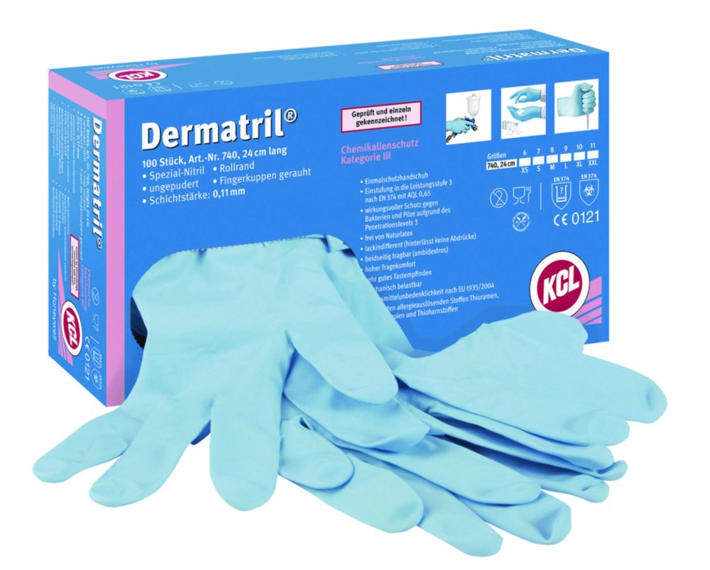 Disposable Gloves KCL Dermatril® 740, Nitrile, powder-free | Glove size: 9