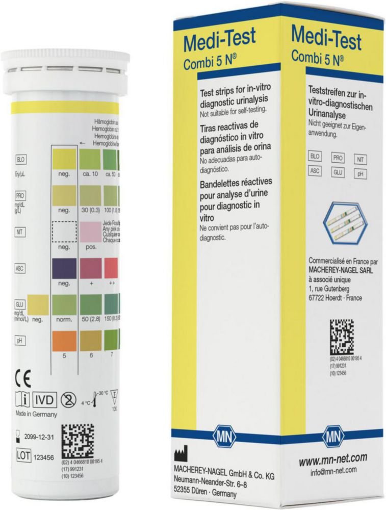 Bandelettes de tests urinaires MEDI-TEST Combi | Type: Combi 5 N