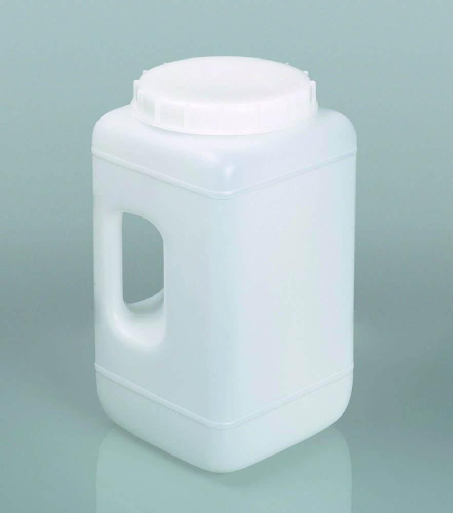 Weithalsbehälter mit Griff, HDPE, mit Schraubverschluss | Nennvolumen: 4400 ml