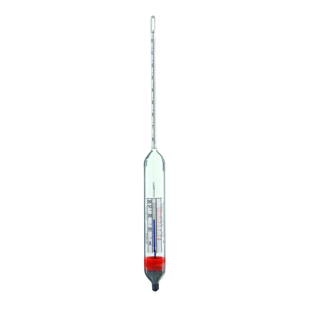 Hydrometers, relative density, with thermometer | Measuring range g/cm3: 0.700 ... 0.800