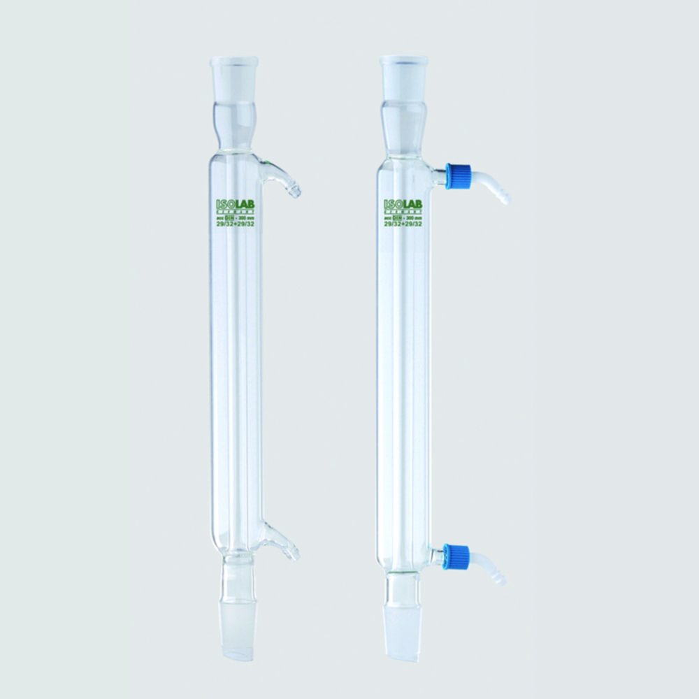 Condensers, ground glass joint, Liebig, borosilicate glass 3.3, with PP olives | Length jacket: 400 mm