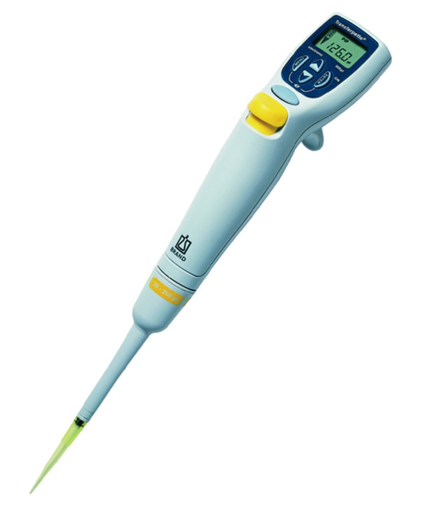 Single channel microliter pipettes, Transferpette® electronic, variable, with power supply | Capacity: 0.5 ... 10 µl