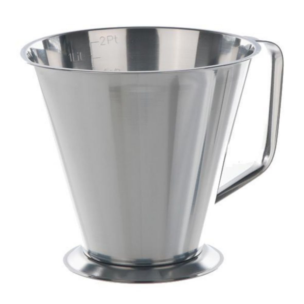 Measuring jugs with handle, stainless steel, conical shape with foot | Nominal capacity: 500 ml