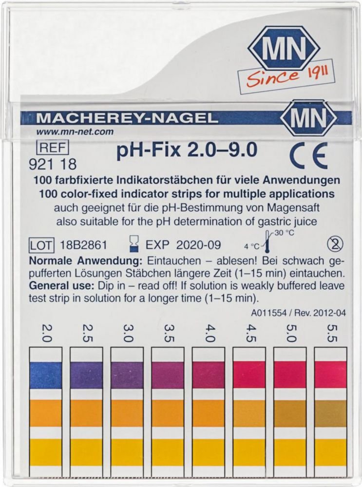 Bandelette spéciale pH Fix | Plage pH: 2,0 ... 9,0