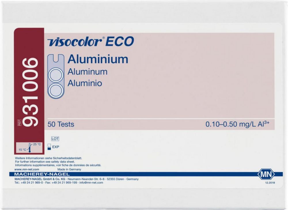 Kits de tests VISOCOLOR®ECO pour analyses d'eau | Type: Aluminium