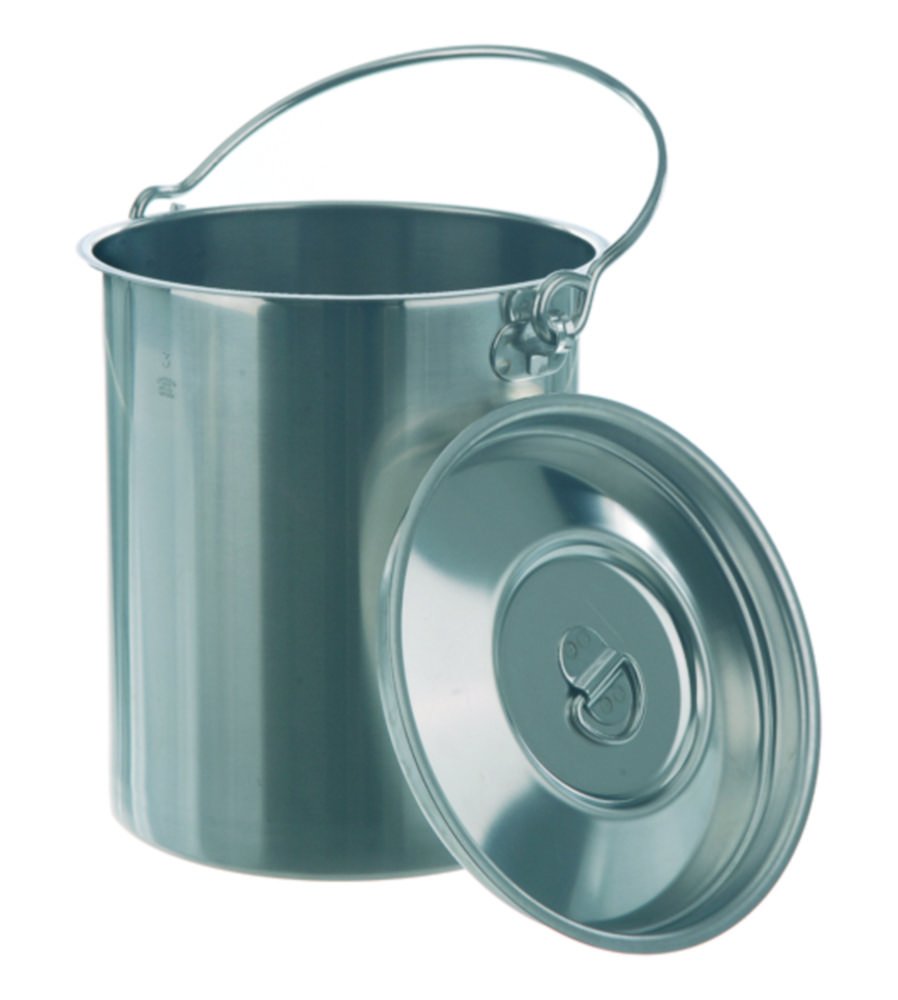 Transport containers with lid and handle, 18/10 steel | Nominal capacity: 2 l