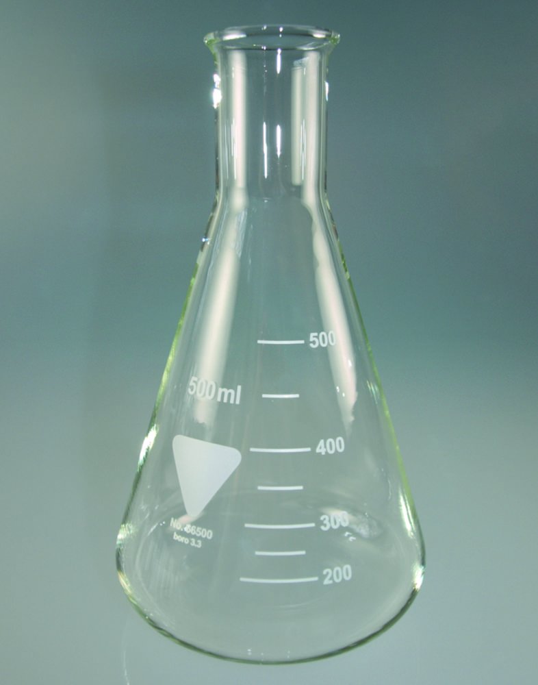 Fiole erlenmeyer à col étroit en verre borosilicaté 3.3 | Volume nominal: 2000 ml