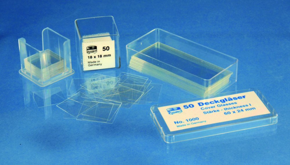 Lames couvre-objet, carrées, verre borosilicate D263® M | Dimensions (LxP): 18 x 18 mm