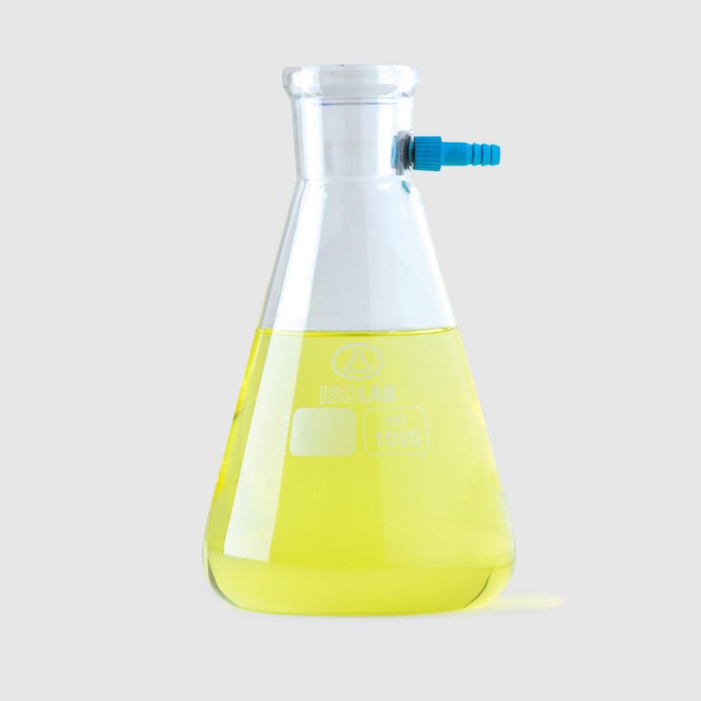 Filter flasks, Erlenmeyer shape, borosilicate glass 3.3, with PP olive