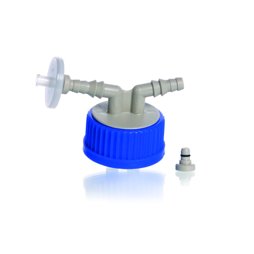 Screw cap, GL45, with 2 hose connections, PP | Description: Screw cap, with 2 hose connections