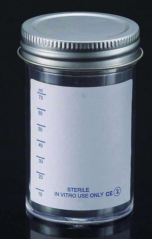 LLG-Sample containers, PS, with metal cap, sterile | Nominal capacity: 100 ml
