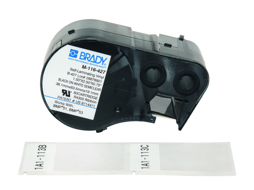 Self-laminating labels with transparent end for label printer BMP®51 | Type: M4-49-427