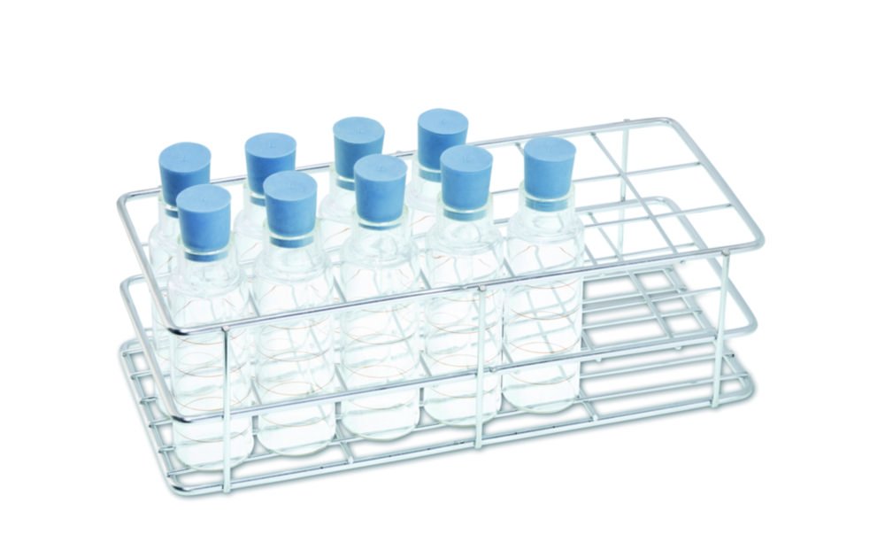 Milk sample bottles | Type: 50 ml, AR-glass, flat bottom,  4 ringmarks at 10 / 20 / 30 / 40 mm