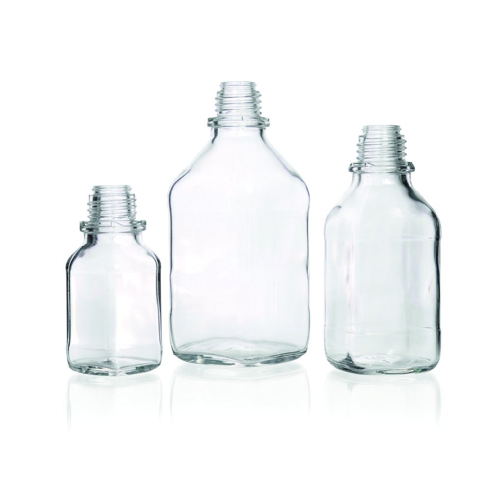 Enghals-Vierkantflaschen, Kalk-Soda-Glas