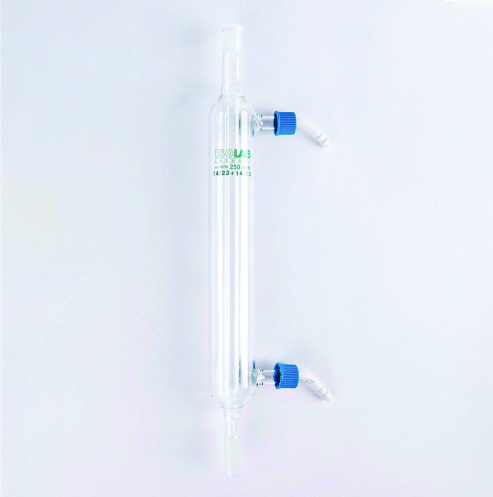 Réfrigérant de Liebig, en verre borosilicate 3.3, avec olives en PP