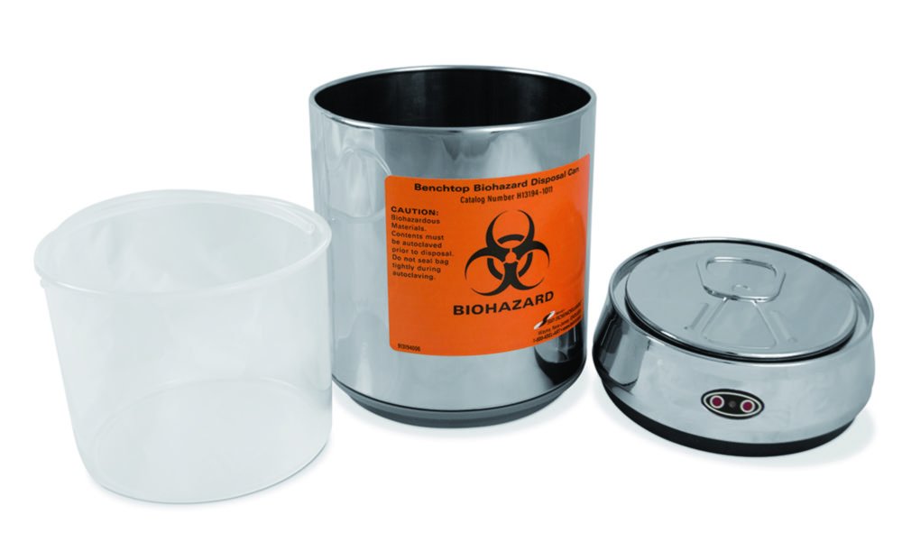 Disposal can biohazard, stainless steel, with motion sensor lid