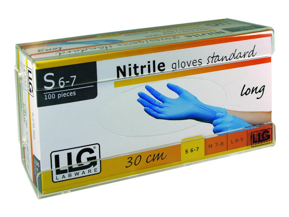 Distributeur pour 1 ou 3 boîtes de gants LLG, verre acrylique | Description: chargement latéral, matériau rigide