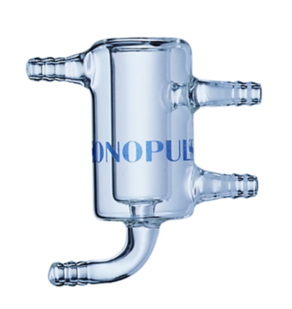 Glass sample vessels, Borosilicate glass 3.3 for Ultrasonic homogenisers SONOPULS | Type: DG 5 flow-through vessel with cooling jacket