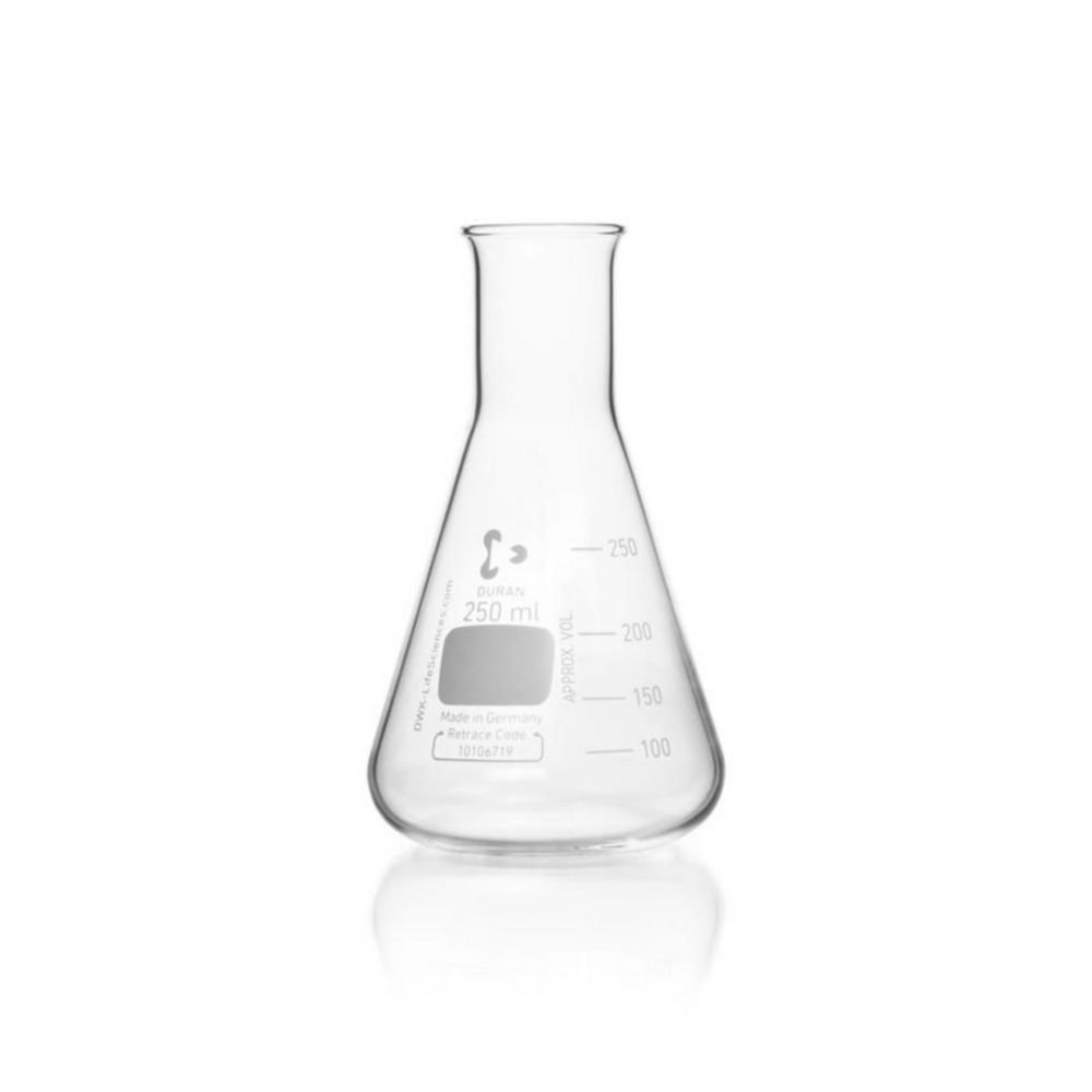 Erlenmeyer flasks, narrow neck, DURAN® | Nominal capacity: 250 ml
