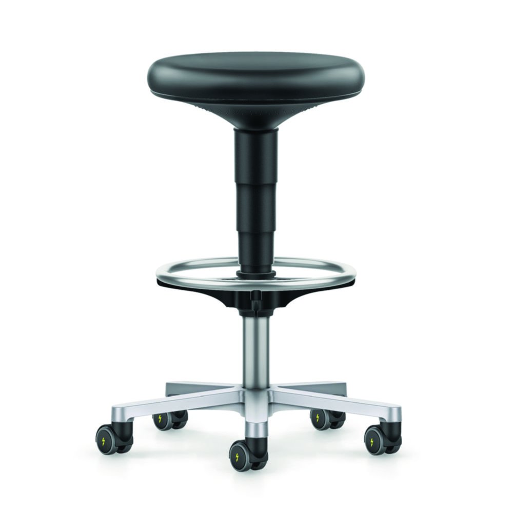 Cleanroom stool, Stop&Go castors, foot ring