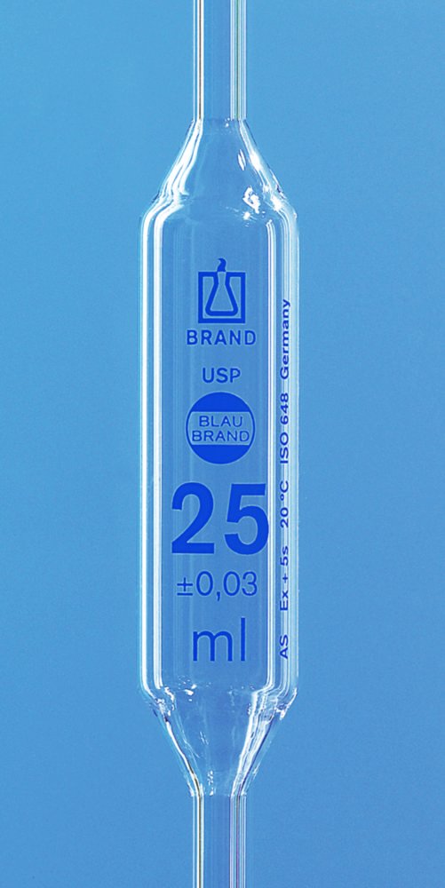 Volumetric Pipettes, USP, AR-GLAS®, Class AS, 1 mark, Blue Graduation, with USP Individual Certificate | Nominal capacity: 2 ml