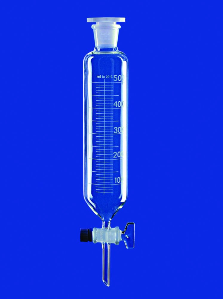 Scheidetrichter zylindrisch, mit Glasküken, Borosilikatglas 3.3 | Inhalt ml: 500