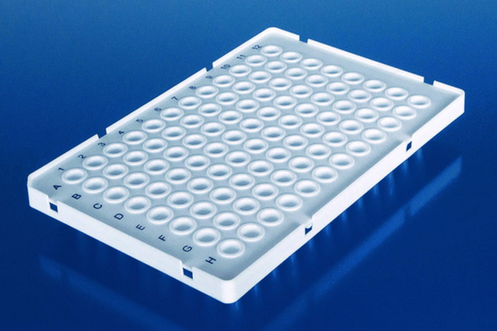 96-well PCR-Platten, PP, erhöhter halber Rahmen