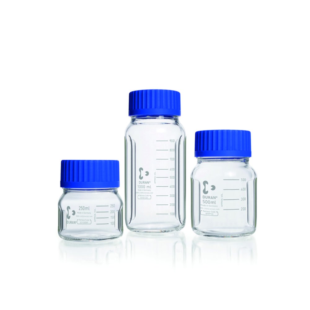 Baffled Wide-mouth bottles, GLS 80®, DURAN®, with screw cap | Nominal capacity: 250 ml