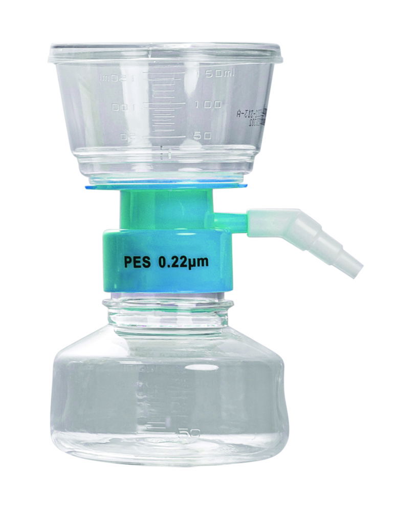 Systèmes de filtration sous vide, capuchon bleu, membrane en PES, stériles