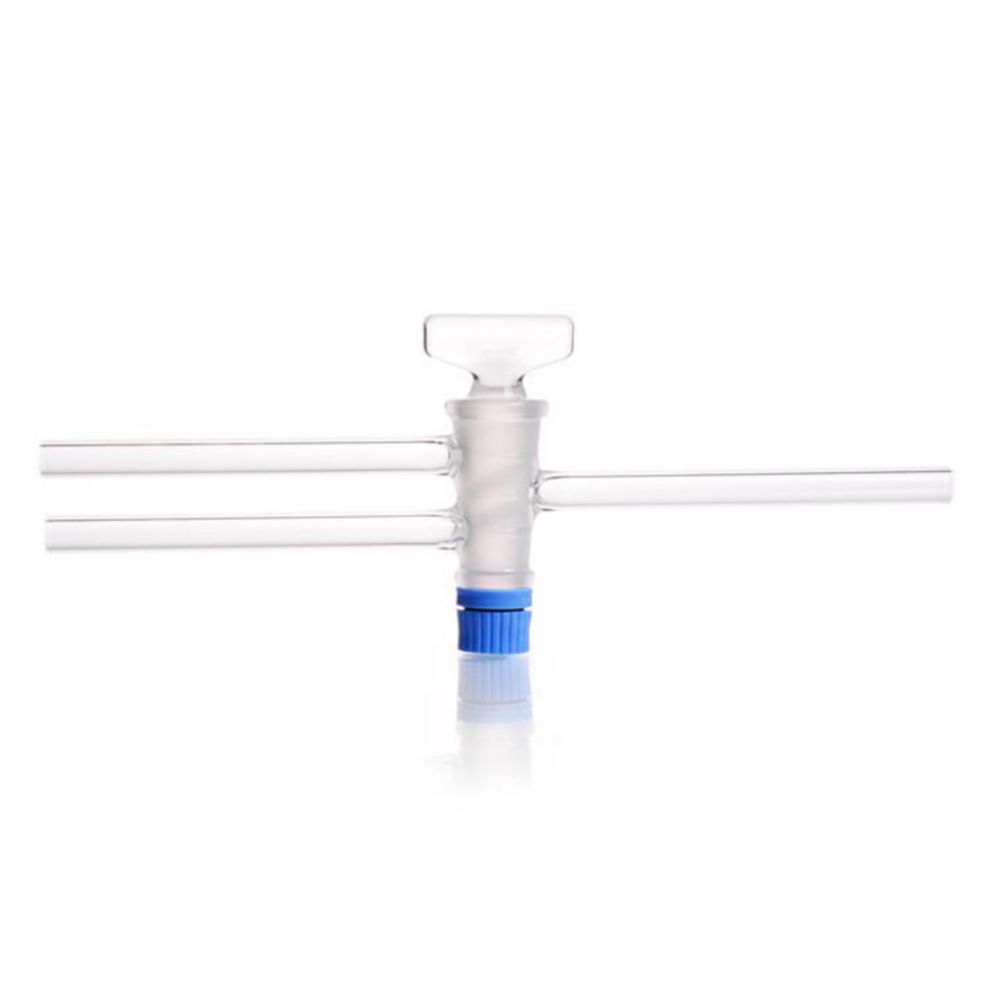 : DURAN® Stopcocks, two way, double oblique bore, complete with SBW-key, bore 2,5 mm, NS 14.5/22