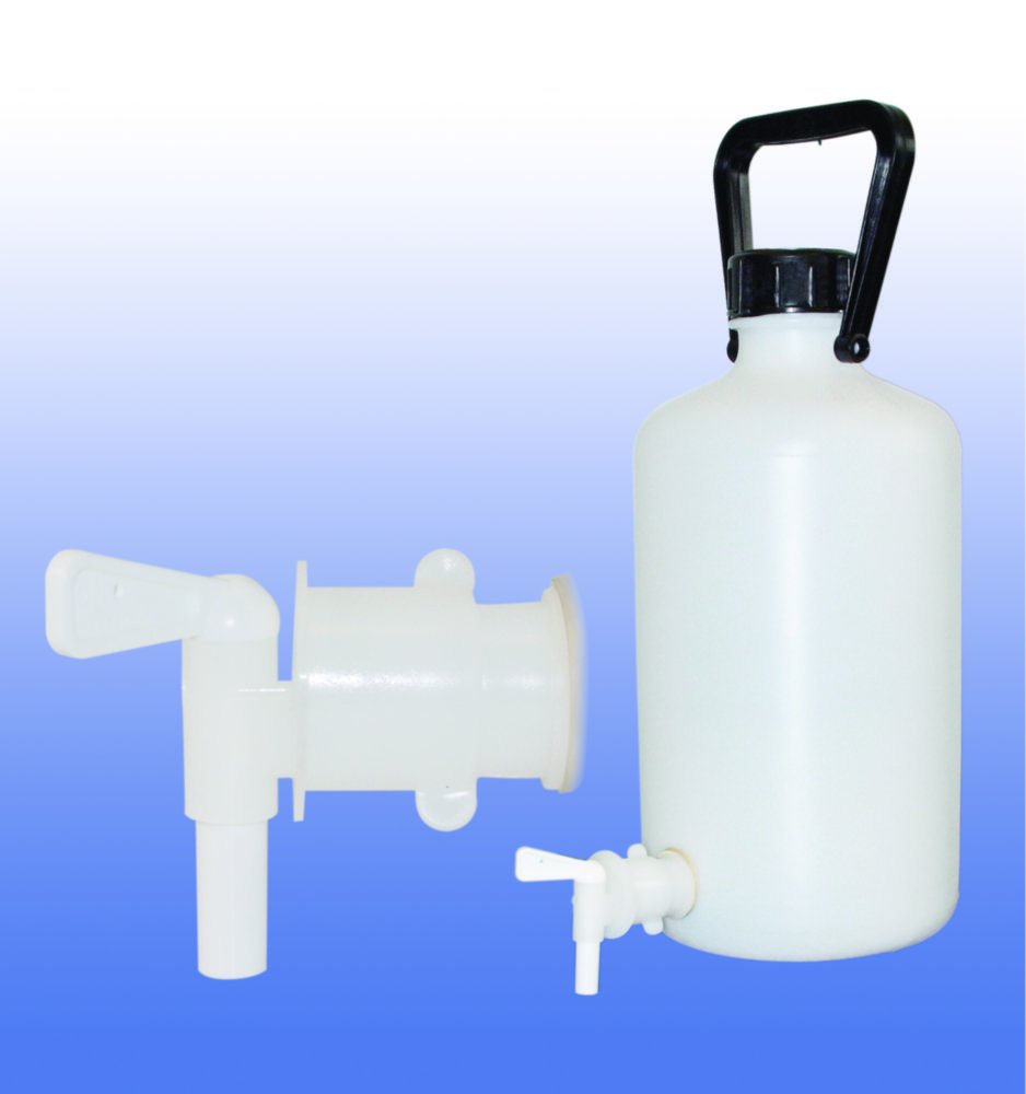 LLG-Ballonflasche, Enghals, HDPE, mit Zapfhahn | Nennvolumen: 5 l
